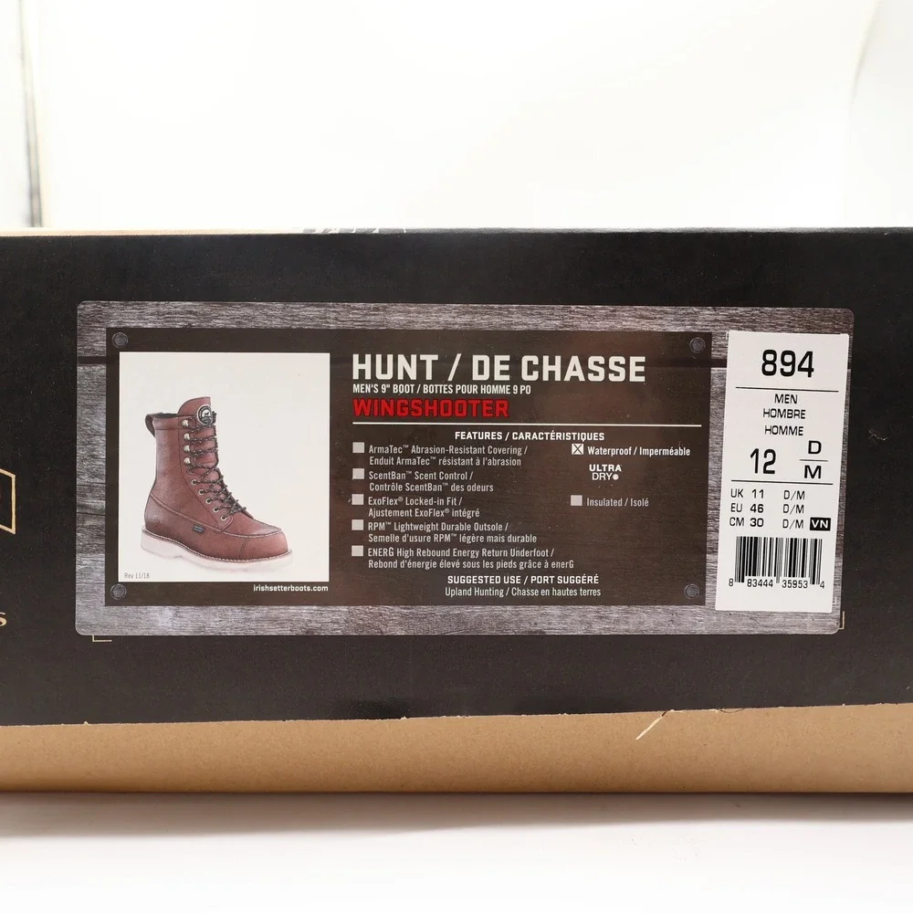 Irish Setter Boots Mens 9 D Wingshooter Leather Waterproof 894 8 Inch NIB